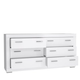 Komoda Snore 175x87 cm, bílá, otevřená