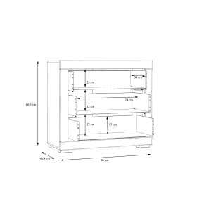 Komoda Snore 96x87 cm, bílá, rozměry