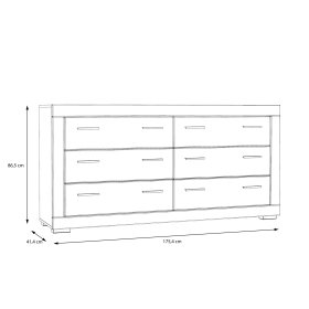 Komoda Snore 175x87 cm, bílá, rozměry