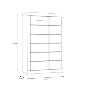 Komoda Snore 101x154 cm, bílá, rozměry