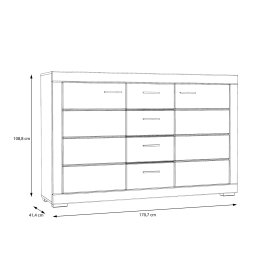 Komoda Snore 171x109 cm, bílá, rozměry