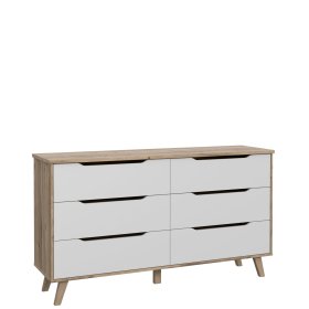 Komoda Vaur 155x86 cm, bílá a dub sonoma
