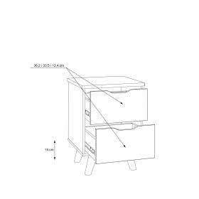 Komoda Vaur 45x64 cm, dub sonoma, rozměry