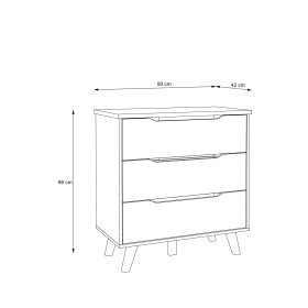 Komoda Vaur 80x86 cm, dub sonoma, rozměry