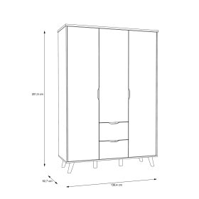 Šatní skříň Vaur se šuplíky 139x202 cm, dub sonoma, rozměry
