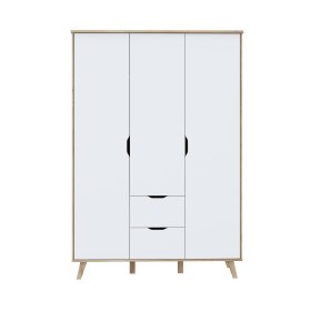Šatní skříň Vaur se šuplíky 139x202 cm, bílá a dub sonoma