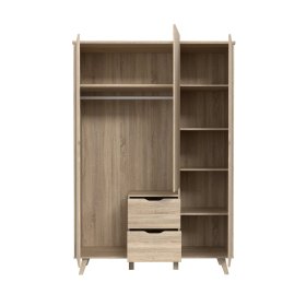 Šatní skříň Vaur se šuplíky 139x202 cm, dub sonoma, vnitřní uspořádání