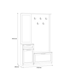 Předsíňový set Nipo 111x182x30 cm, dub artisan, rozměry