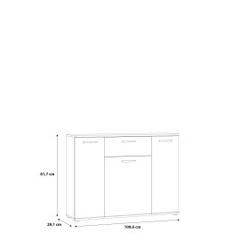 Komoda Nipo 110x82x30 cm, dub artisan, rozměry