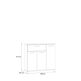 Komoda Nipo 90x82x30 cm, dub artisan, rozměry