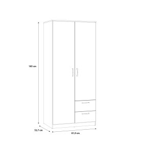 Šatní skříň Nipo se šuplíky 82x185x53 cm, dub sonoma, rozměry