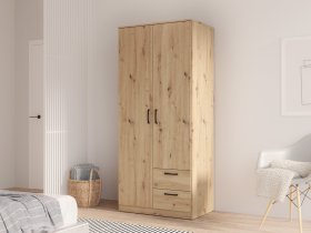 Šatní skříň Nipo se šuplíky 82x185x53 cm, dub artisan, interiér