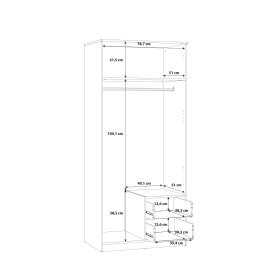 Šatní skříň Nipo se šuplíky 82x185x53 cm, dub sonoma, rozměry