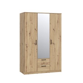 Šatní skříň Nipo se šuplíky a zrcadlem 122x185x53 cm, dub artisan