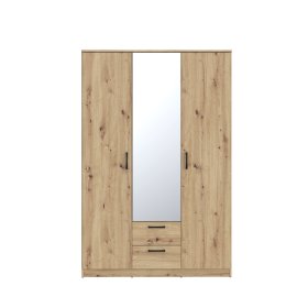 Šatní skříň Nipo se šuplíky a zrcadlem 122x185x53 cm, dub artisan