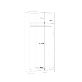 Šatní skříň Nipo 82x185x53 cm, dub artisan, rozměry