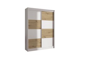 Šatní skříň Duna s posuvnými dveřmi 150x215x61 cm, bílá a dub artisan