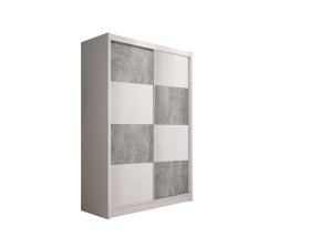 Šatní skříň Duna s posuvnými dveřmi 150x215x61 cm, bílá a šedá