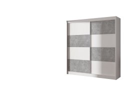 Šatní skříň Duna s posuvnými dveřmi 203x215x61 cm, bílá a šedá