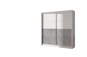 Šatní skříň Duna s posuvnými dveřmi 203x215x61 cm, bílá a šedá