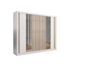 Šatní skříň Ladat s posuvnými dveřmi 250x215x61 cm, bílá a dub kraft 