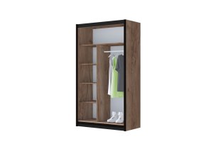 Šatní skříň Mulet s posuvnými dveřmi 120x215x61 cm, černá, otevřená