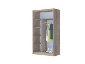 Šatní skříň Mulet s posuvnými dveřmi 120x215x61 cm, dub sonoma, otevřená