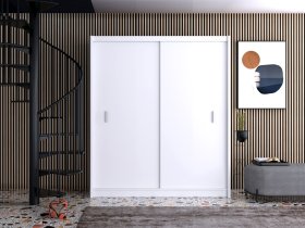 Šatní skříň Mulet s posuvnými dveřmi 180x215x61 cm, bílá, interiér