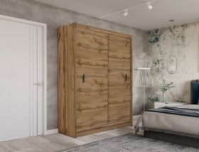 Šatní skříň Mulet s posuvnými dveřmi 180x215x61 cm, dub wotan, interiér