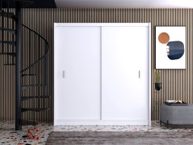 Šatní skříň Mulet s posuvnými dveřmi 203x215x61 cm, bílá, interiér