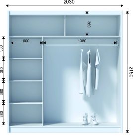 Šatní skříň Mulet s posuvnými dveřmi 203x215x61 cm, černá, rozměry