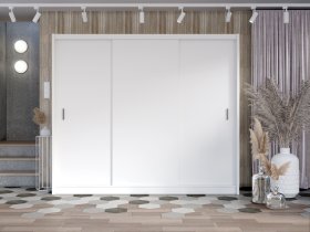 Šatní skříň Mulet s posuvnými dveřmi 250x215x61 cm, bílá, interiér