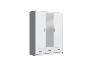 Šatní skříň Sovy se šuplíky a zrcadlem 150x200x58 cm, bílá