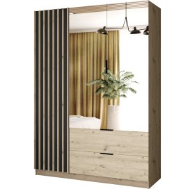 Šatní skříň Vega s posuvnými dveřmi 150x215x61 cm, dub artisan a grafit 