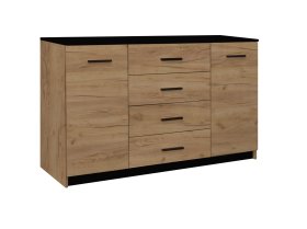 Komoda Kraut 140x86x74 cm, dub kraft a černá