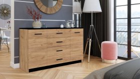 Komoda Kraut 140x86x74 cm, dub kraft a černá, interiér