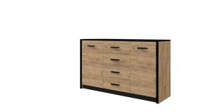 Komoda Oskol 140x83x45 cm, dub kraft a černá