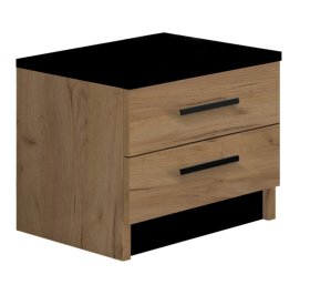 Noční stolek Oskol 45x40x37 cm, dub kraft a černá