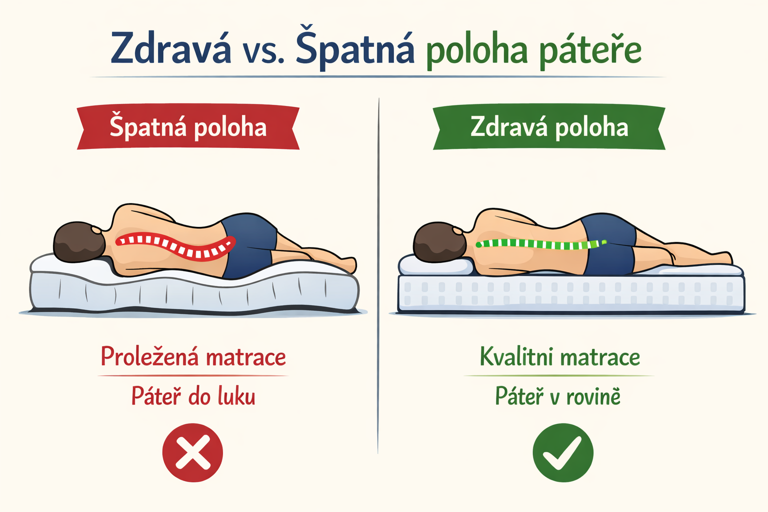 zdravá vs. špatná poloha páteře